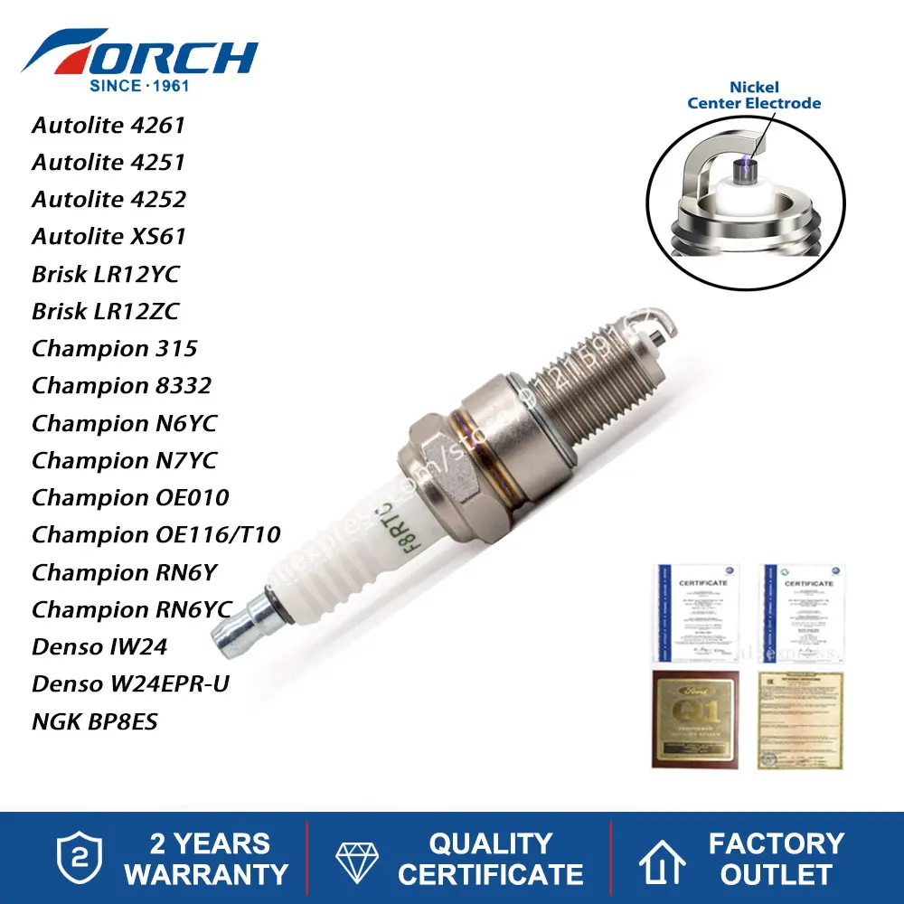 

Original Torch F8RTC Spark Plug Candle for Candle BP8ES Champion N6YC Brisk LR12ZC Denso W24EPR-U XS61 Engines