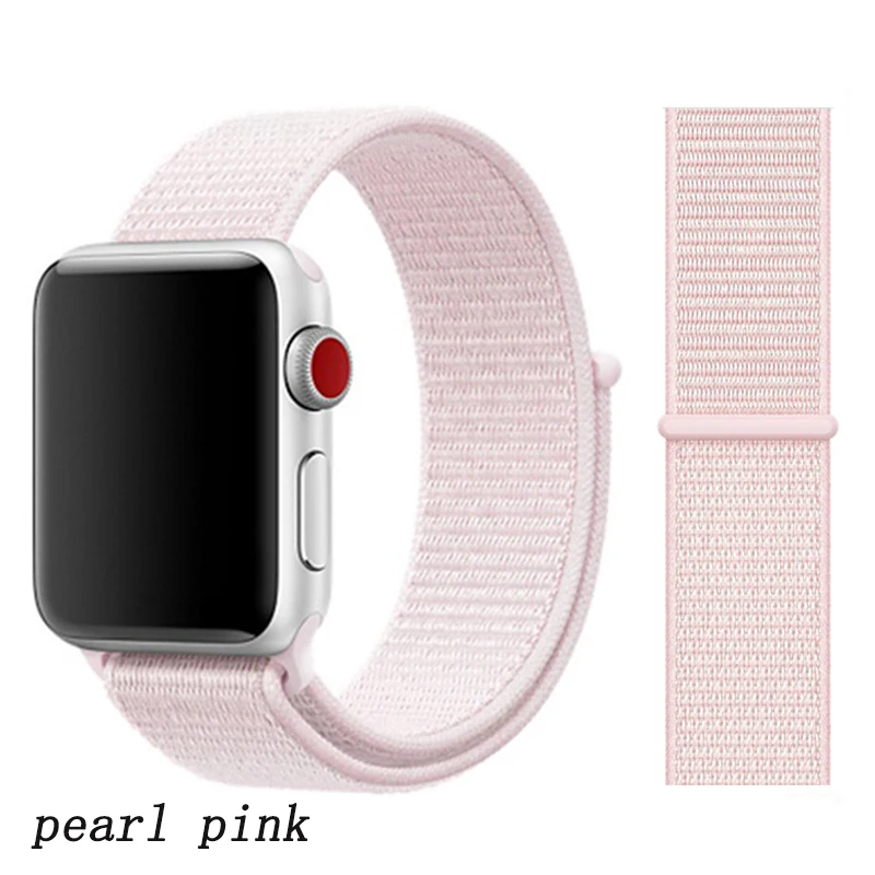 pearl pink 12 Спортивная петля ремешок apple watch band 42 мм 38 мм apple watch 4 3 band iwatch band 44 мм 40 мм correa pulseira 42 44 нейлоновый ремешок для часов - Цвет ремешка: pearl pink 12
