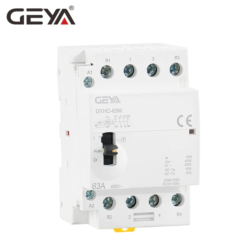 GEYA ручной контактор 4P 40A 63A 4NO или 2NO2NC 220 В din рейку бытовой AC модульный
