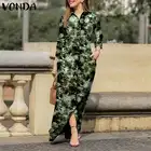 Женское длинное платье-Кафтан 2022 VONDA, винтажное праздничное платье с принтом, Повседневное платье, Женский офисный сарафан, женские платья