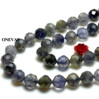 onevan natural a iolite stone faceted round smooth charm beads 5 5mm bracelet necklace jewelry making diy accessories design