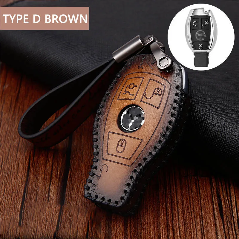 D brown set Чехол для ключей в стиле ретро для Mercedes Benz E200 E260 E300 E320 W203 W210 W211 W124 W202 W204 AMG - Название цвета: D brown set