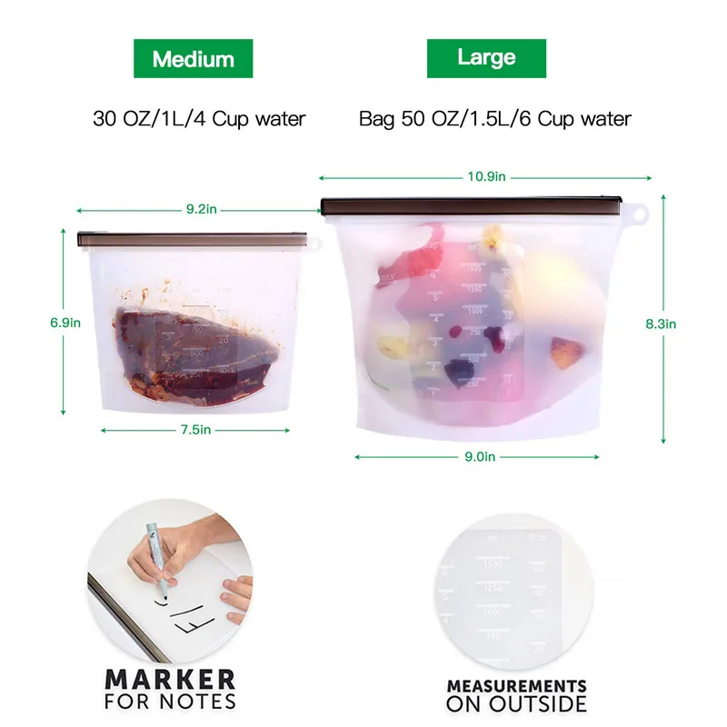 RASABOX - Food Storage & Organization Sets Reusable Silicone Bags Freezer for Snack Lunch Sandwich Meat | Дом и сад