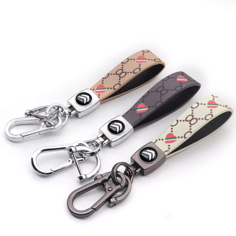 

lanyard keyring for keys leather key holder fit Citroen- C1 3 6 BX CX GT C4Cactus C4PICASSO Berlingo keychain car accessories