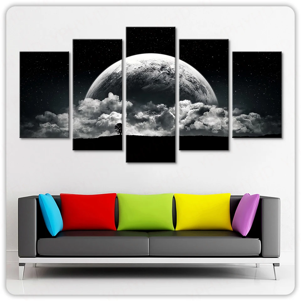 

Pictures Home Decoration Modern Wall Art Posters Framework 5 Panel Planet Landscape Living Room HD Cuadros Printed Painting