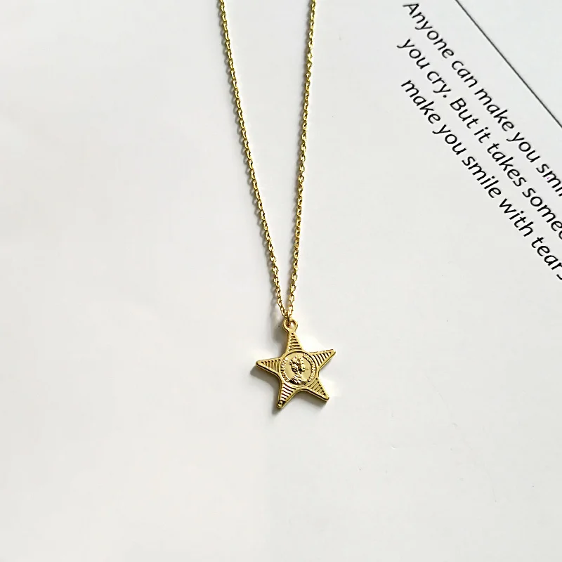 Pentagram Gold Peri'sbox модное Золотое медальон в форме монеты ожерелье королева елизания ожерелье с портретом шикарные золотые подвески для женщин - Окраска металла: Pentagram Gold
