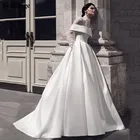 Мусульманское свадебное платье Sevintage с высокой горловиной, мягкое атласное платье с длинными рукавами и цветочным принтом, кружевное платье невесты, индивидуальный пошив, большие размеры