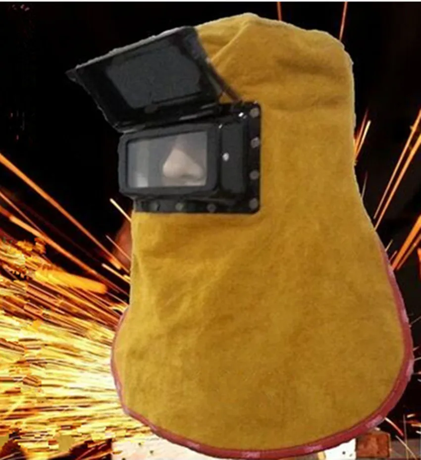 

Leather Welding Helmet Mask W/ Solar Auto Darkening Filter Lens Welder Hood ATT