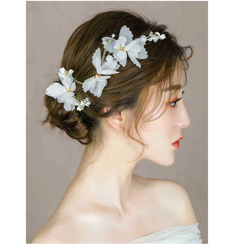 

Заколка-Пряжка ручной работы в этническом стиле с цветами и жемчужинами, модный головной убор Феи принцессы для невесты, модная заколка для ...