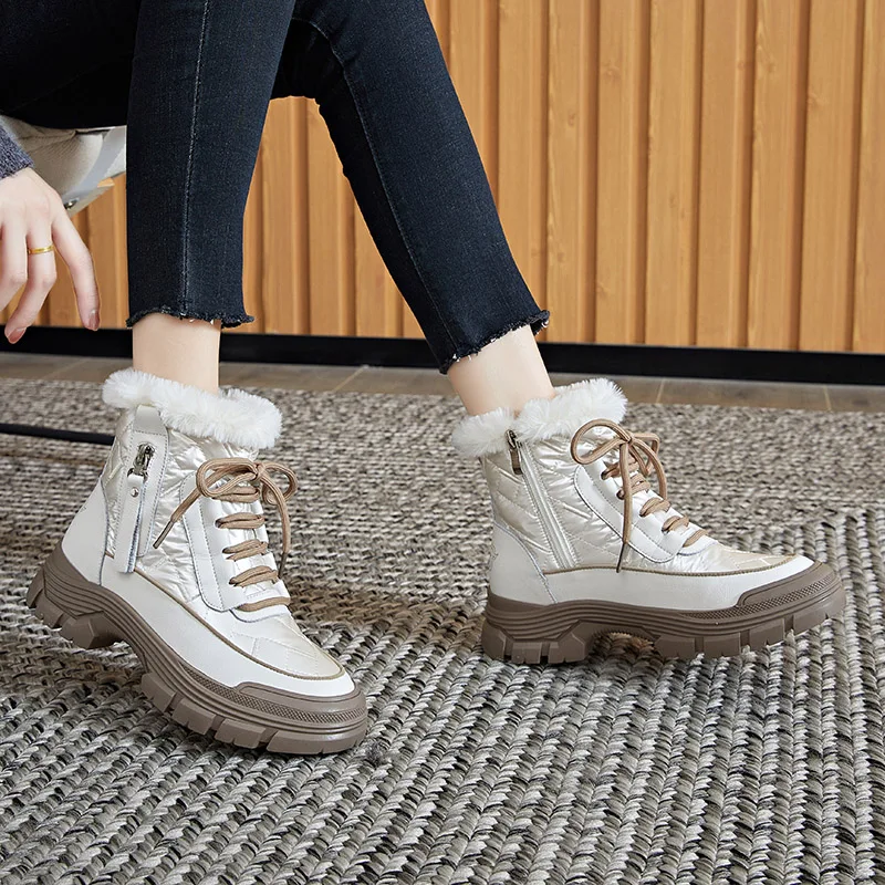 

Ankle Boots For Women 2021 New Brand Snow Boots Fashion Warm Winter Boots Women Solid Square Heel Shoes Woman Plus Size 36-42