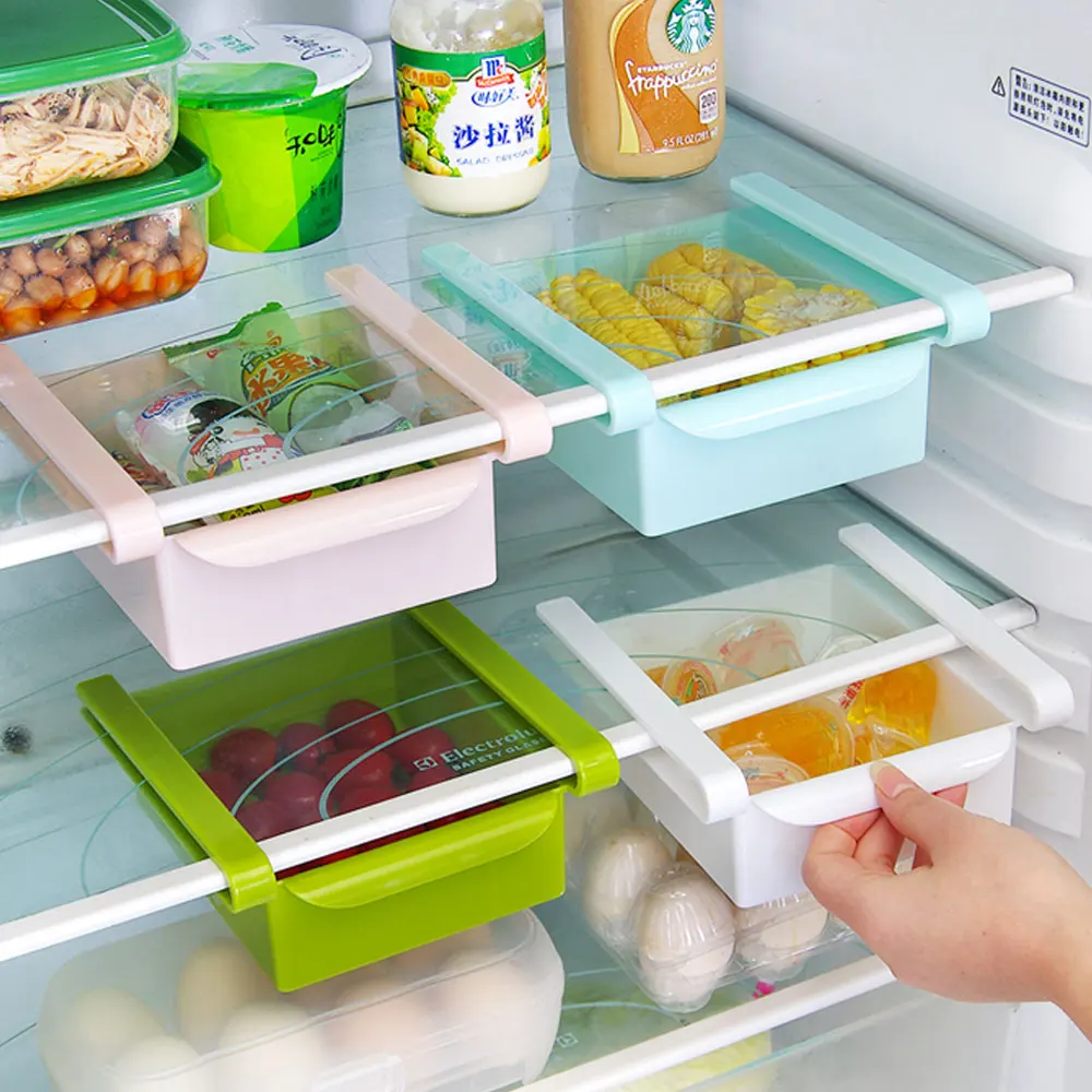 Slide Kitchen Fridge Freezer Space Saver Organizer Drawer Refrigerator Storage Box Rack Under Shelf Holder | Дом и сад