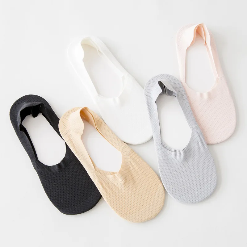 

3 Pairs Women Boat Socks Spring And Summer Invisible Socks Short Tube Mesh Breathable Shallow Mouth Solid Color Boat Sock