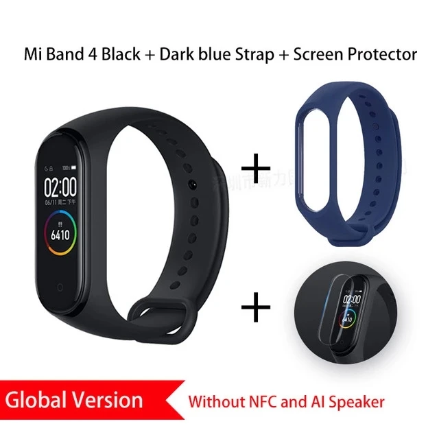 Global Add DarkBlue Xiaomi mi Band 4 глобальная Версия смарт-браслет mi band 4 браслет сердечного ритма фитнес цветной экран Bluetooth 5,0 китайская версия - Цвет: Global Add DarkBlue