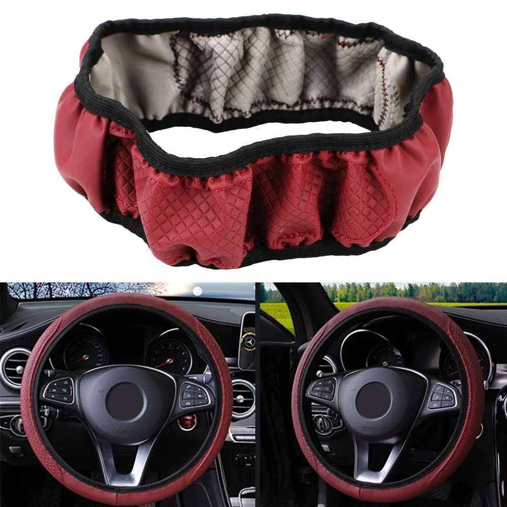 

Universal Auto Steering- wheel Cover Interior Accessories Car Steering Wheel Cover Universal Anti-Slip Embossing Leather
