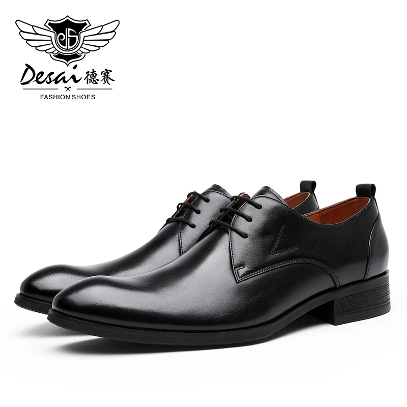 Мужская обувь из воловьей кожи DESAI деловая удобная в стиле Дерби Для свадебных