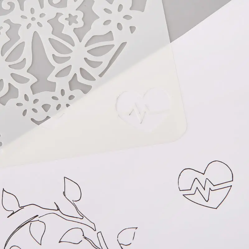 

12Pcs Flower Heart Drawing Molds Plastic Children Painting Stencils DIY Paper Art Craft Card Label Scrapbook Bookmark Educationa