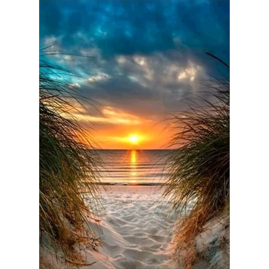 5D DIY Алмазная Картина Закат и пляж печать вышивка живопись в отражении холст