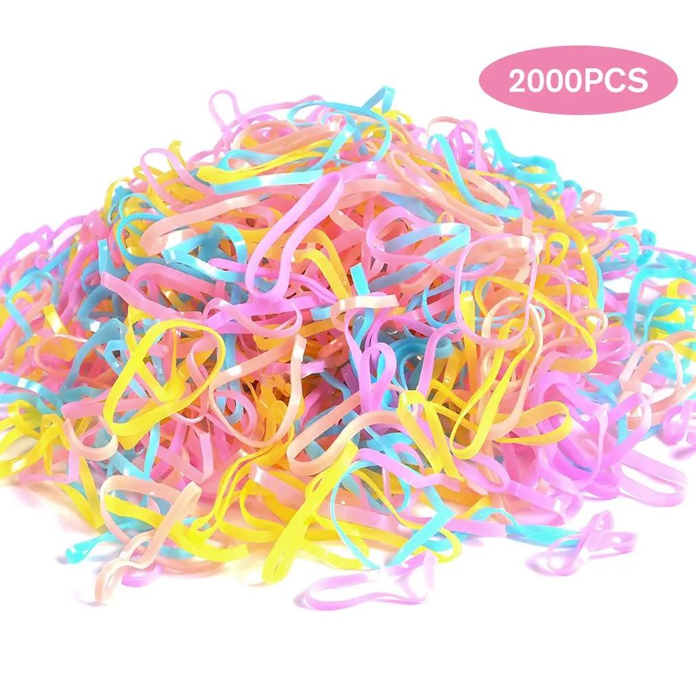 

2000pcs Color Mixing Disposable Elastic Hair Bands Ponytail Holder Rubber Band Scrunchies Kids Children's Hair Accessories