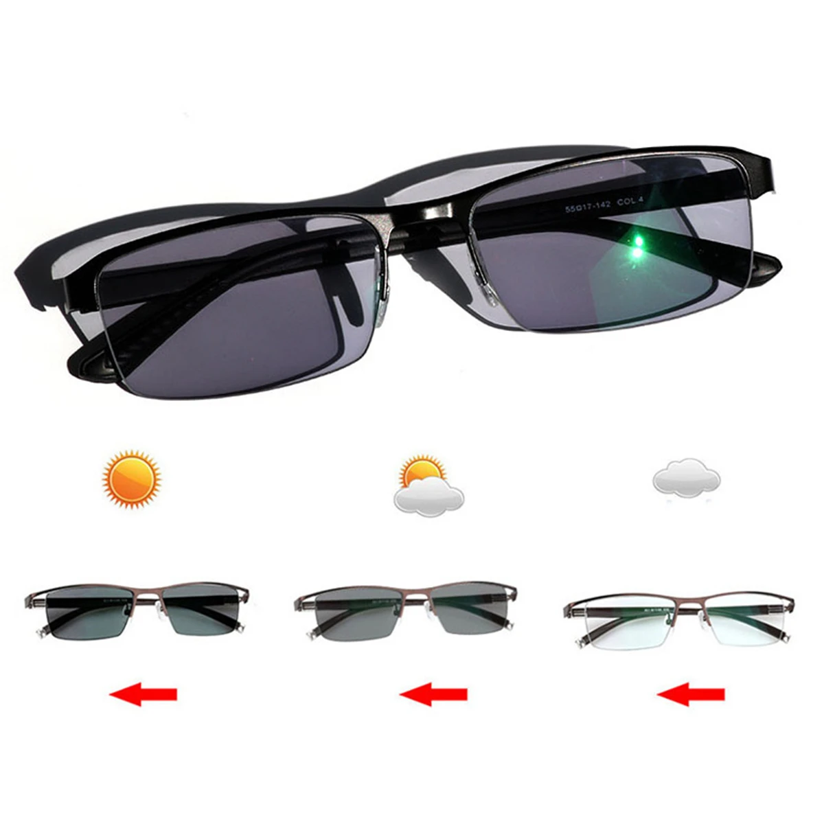 Переход фотохромные солнцезащитные очки для чтения Для мужчин оправа из сплава