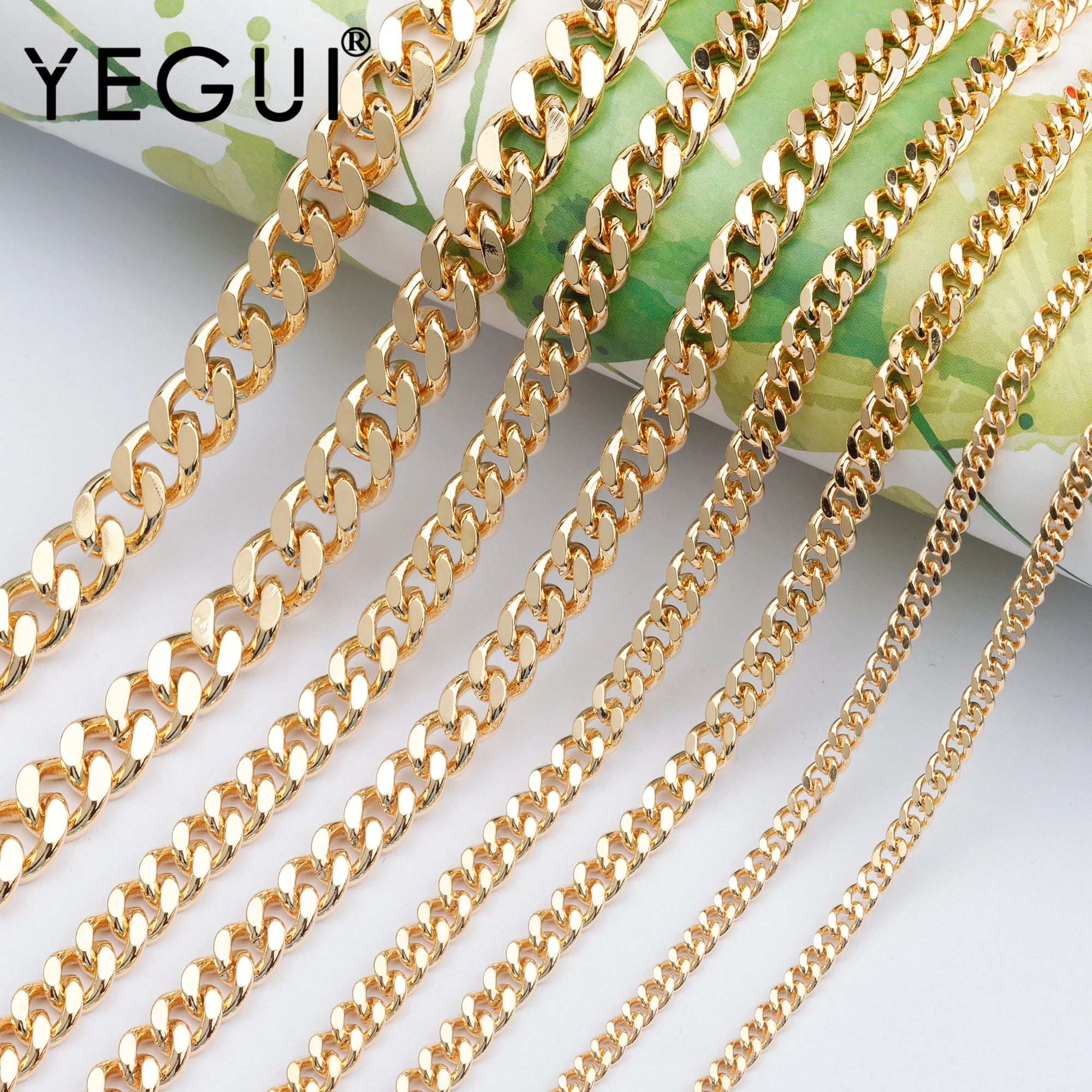 YEGUI C91,jewelry accessories,18k gold plated,0.3 microns,diy chain,charms,hand made,diy bracelet necklace,jewelry making,1m/lot