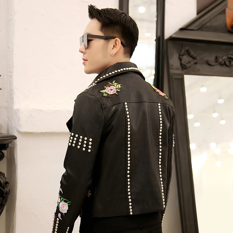 2019 черные кожаные куртки мужские бомберы PU повседневные Chaqueta De Cuero мото заклепки