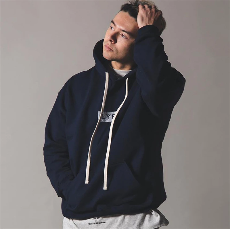 Толстовка мужская хлопковая для фитнеса и тренировок модный брендовый свитшот