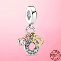 new s925 sterling silver triple monogram pendant dangle charm fit original pandrao bracelet 2021 women fashion diy jewelry gifts