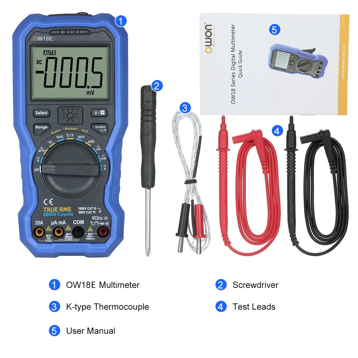 

OW18E 4 1/2 Digit Smart BLE 4.0 Multimeter True RMS Wireless Connection Data Log Auto-ranging AC/DC Voltage