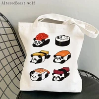 women shopper bag sushi panda printed kawaii bag harajuku shopping canvas shopper bag girl handbag tote shoulder lady bag