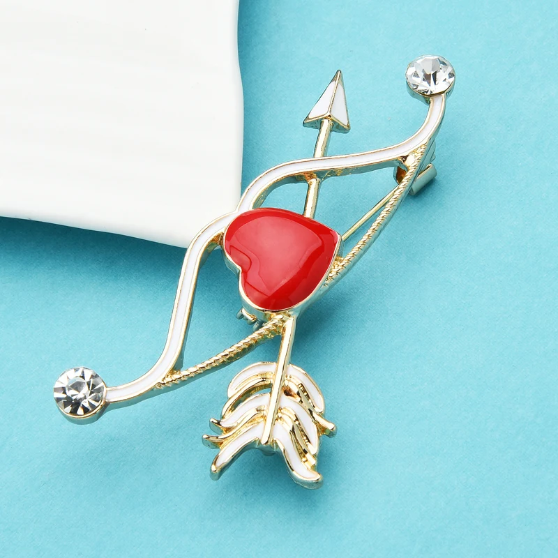 

Wuli&baby Enamel Bow Arrow Brooches For Women Heart Party Office Casual Brooch Pins Gifts