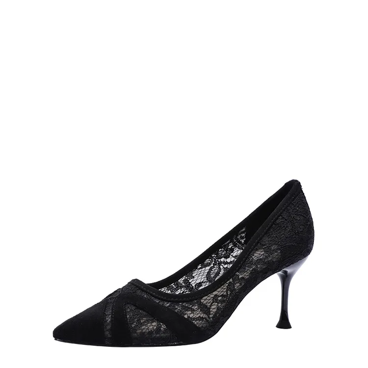 

autumn winter gauze women's pointed thin heel 2021 new high heels fashion single shoes women's shoes