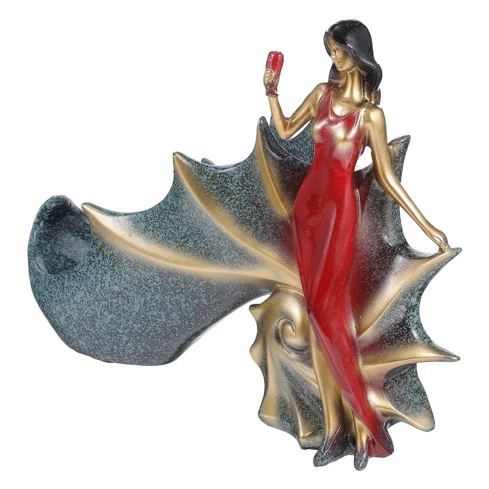 

1pc Resin Craft Girl Shaped Bottle Stand Desktop Bottle Storage Shelf