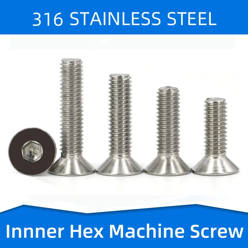 

316 Stainless Steel Hexagon Socket Screw Bolt Inner Hex Head Screws Flat End Screw Rod Fastening Nail M10