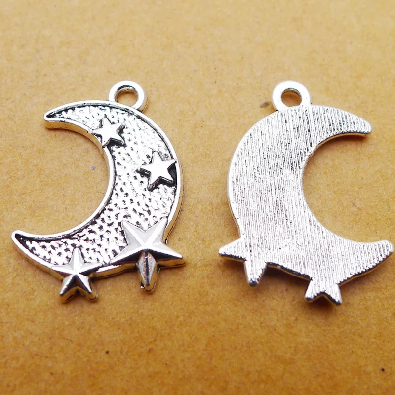 Модные подвески из сплава в античном стиле серебряного цвета с Луной и звездами 20