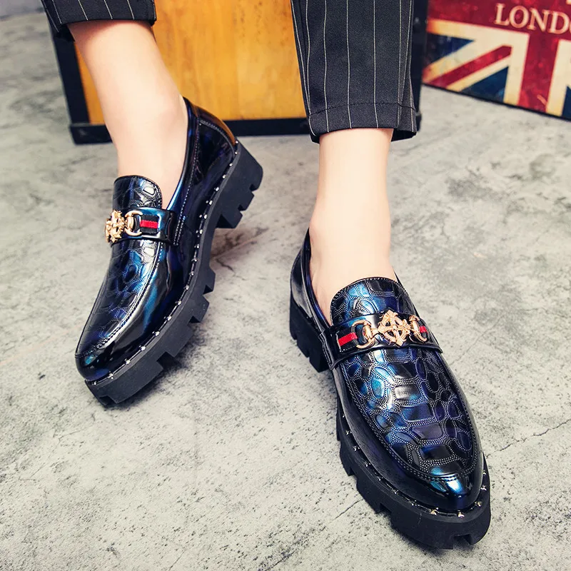 Туфли мужские из натуральной кожи роскошные брендовые без застежки формальные