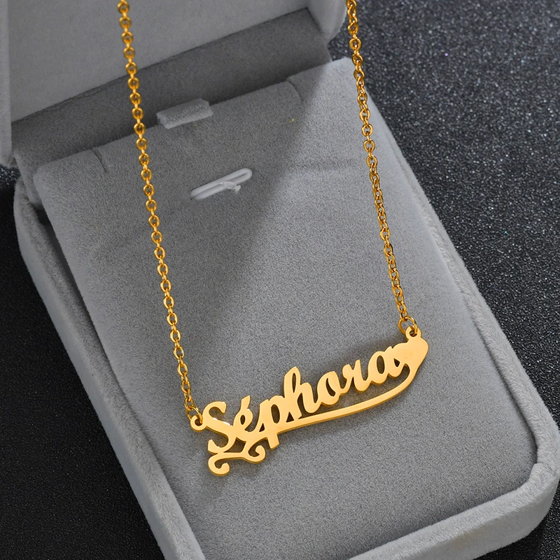 

Personalized Custom Name Necklace Ladies Stainless Steel Necklace 14K Gold Custom Pendant Valentine's Day Gift