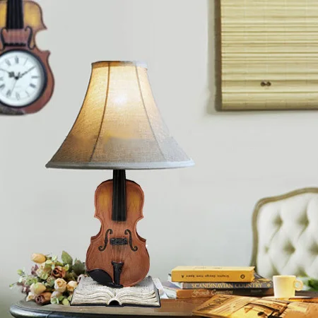

Creative Personality Violin Table Lamp Bedroom Modern Minimalist Girl Children's Room Lamp Warm Romantic Fashion Bedside Table