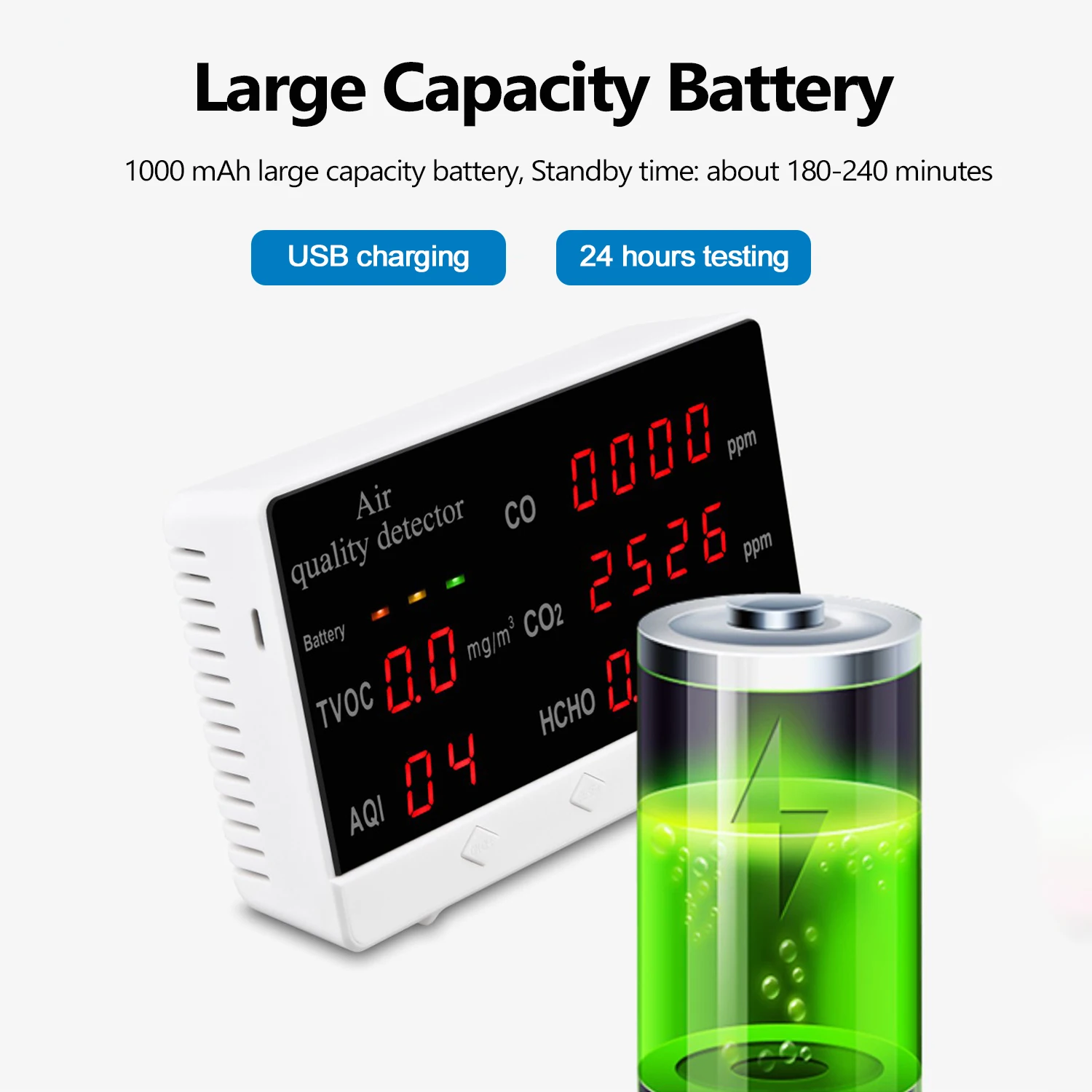 Многофункциональный цифровой детектор газа CO CO2 HCHO TVOC высокоточный анализатор