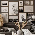 Рисунок на холсте с изображением оленя, волка, совы, птиц, березы, леса, озера лодка, настенный постер в скандинавском стиле для украшения гостиной