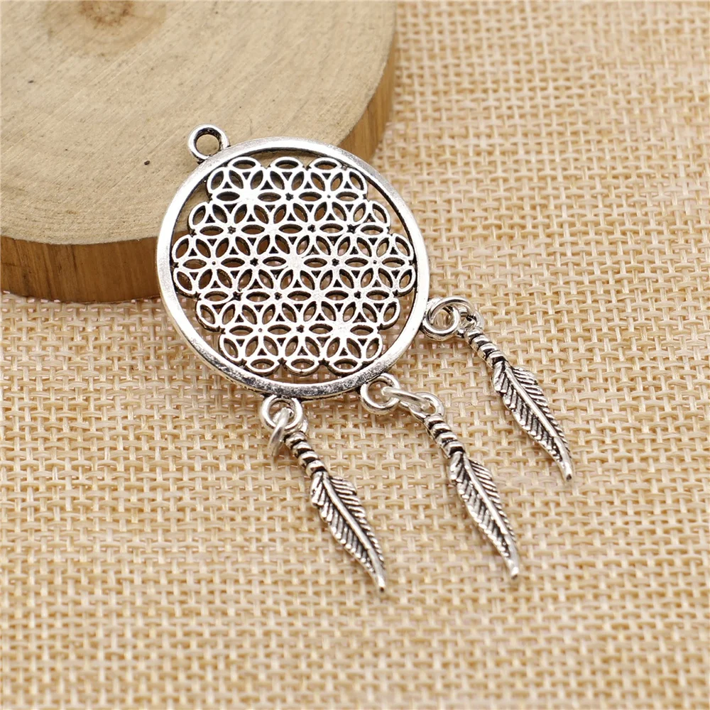 

2Pcs 29x64mm Antique Silver Color Dreamcatcher Charms For DIY Jewelry Making DIY Handmade Jewelry