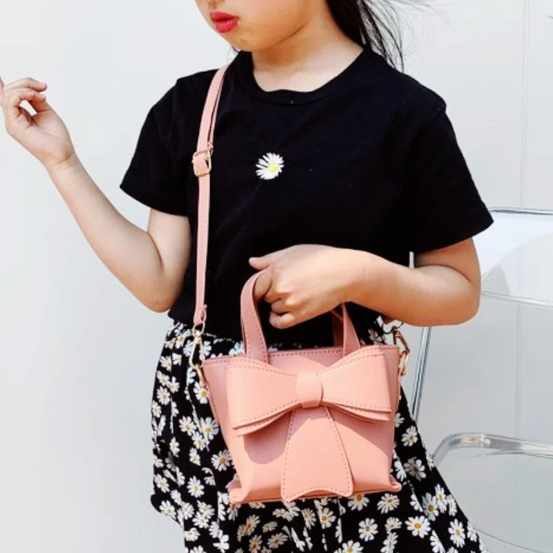 Children Small Bags Girls Fashion Messenger Bag 2022 Girls Princess Handbag Big Bow Shoulder Bag