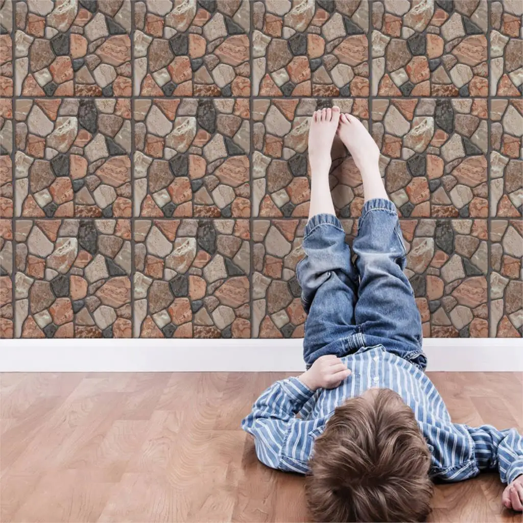 10pcs 3d wall sticker diy brick stone pattern self adhesive waterproof wall paper kitchen backsplash bathroom wall tile stickers free global shipping