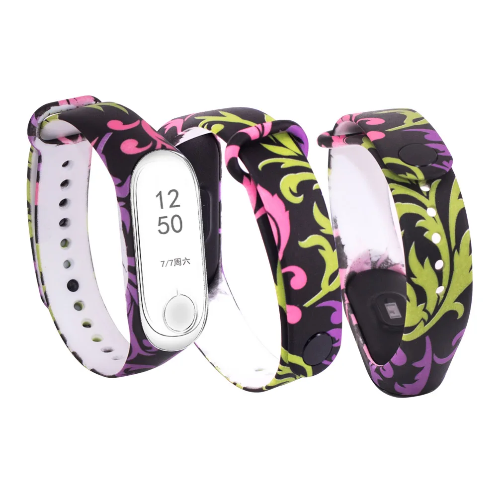 Fstarbook3 1 шт цветные цветы mi Band 4 ремешок сменный Браслет для Xiaomi mi band 3 4 Универсальный силиконовый ремешок на запястье mi 3 ремень - Цвет: Fstarbook3