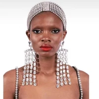 novelly baguette crystal fringe earrings statement drop earring for women luxury rhinestone long tassel dangle earrings jewelry