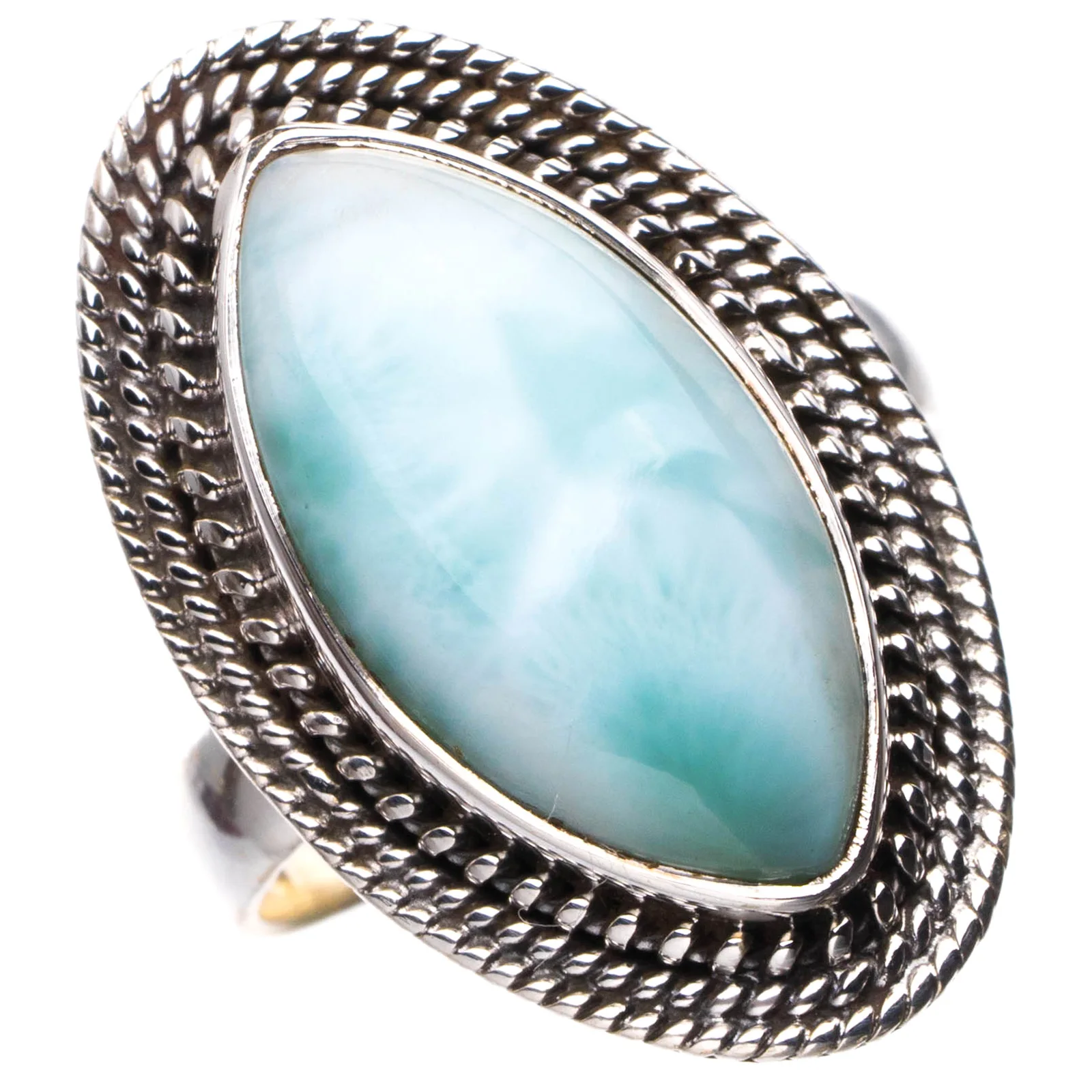

StarGems Natural Caribbean Larimar Handmade 925 Sterling Silver Ring 7 E2836