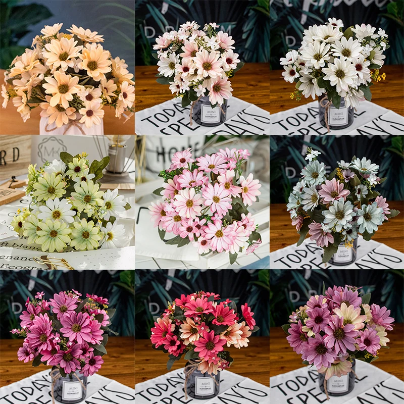 

21 heads/1pcs Silk daisy Bride bouquet for Christmas home wedding new Year decoration fake plants sunflower artificial flowers