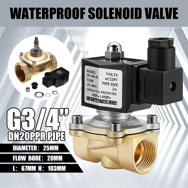 

AC220V G1/2" G3/4" G1"Outdoor Solenoid Valve Normally Closed Pneumatic Air Valve Stainless Steel Water Valve Home Improvement