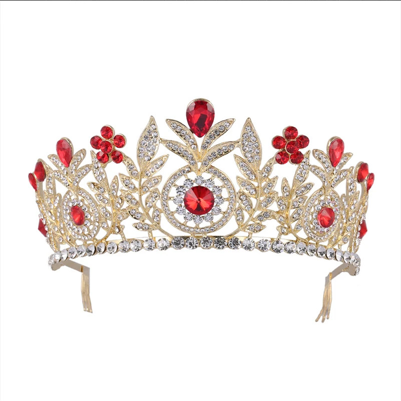 

Linglewei новые аксессуары для волос сплав инкрустированный Красный горный хрусталь свадебный головной убор свадебная корона