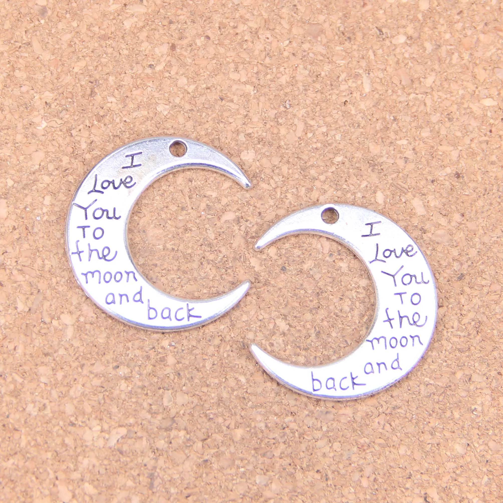 Подвески для изготовления ювелирных изделий Я люблю тебя до Луны и назад 29x27 мм антикварные посеребренные