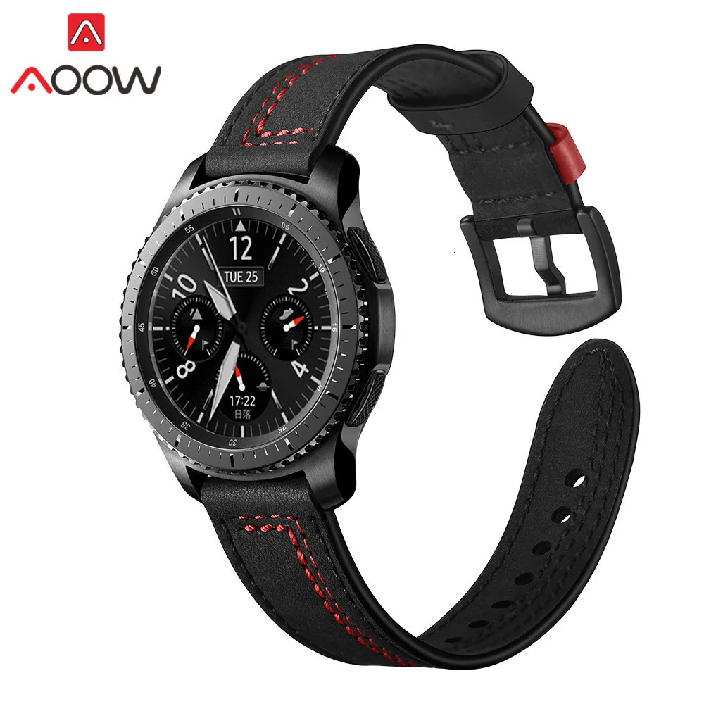 22 мм ремешок для часов из натуральной кожи для samsung Galaxy Watch 46 мм gear S3 Frontier/классический быстросъемный браслет ремешок SM-R800